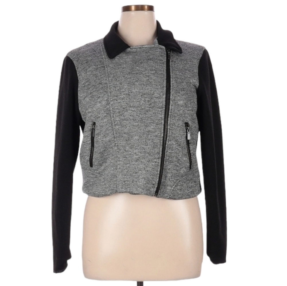 Metaphor Black & Gray Fleece Motorcycle Style Jacket Size XL‎